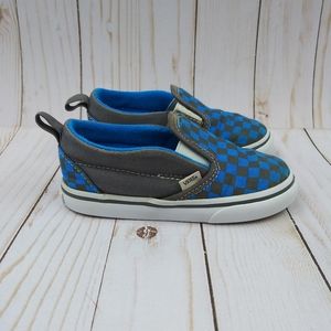 VANS Off The Wall Blue Checkerboard Slip-On Sneakers Toddler Size 8